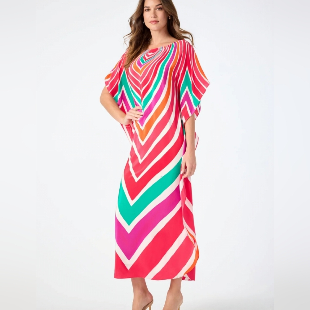 Trina Turk Jalani Maxi Caftan Dress - Sur Mer - Picture 3 of 9